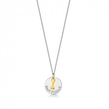 Stříbrný náhrdelník 925 - plochý kroužek, nápis "Best Friends", psí kost ve zlaté barvě