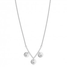 Stříbrný náhrdelník 925 - čiré brilianty, ploché kruhy, výřez srdce