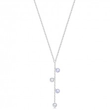 Stříbrný náhrdelník 925 - tenký řetízek, čiré a levandulové zirkony