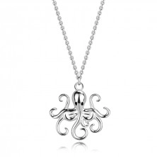 Stříbrný náhrdelník 925 - chobotnice s chapadly, malé černé oči