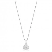 Stříbrný 925 náhrdelník - trojúhelník, kulatý čirý zirkon, kuličkový řetízek