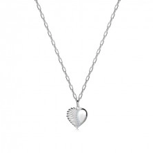 Stříbrný náhrdelník 925 - okřídlené srdce, linie kubických zirkonů, oválný řetízek
