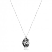 Stříbrný náhrdelník 925 - armádní řetízek, přírodní křišťál, Venušiny vlasy
