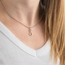 Stříbrný náhrdelník 925 - diamant, armádní řetízek, symbol Infinity