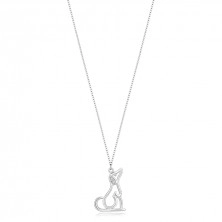 Stříbrný 925 náhrdelník - obrys sedícího psa, ucho s diamanty
