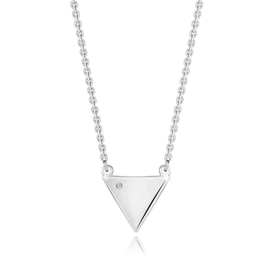 Platinový náhrdelník ze stříbra 925 - trojúhelník s čirým diamantem