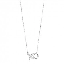 Stříbrný náhrdelník 925 - čirý briliant, lesklá písmena X a O