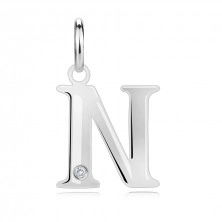 Diamantový přívěsek ze stříbra 925 - velké písmeno N, kulatý briliant