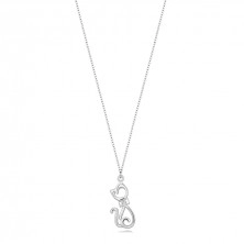 Platinový náhrdelník ze stříbra 925 - diamant, obrys sedící kočky