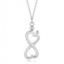 Stříbrný náhrdelník 925 - diamanty, srdíčkový symbol nekonečna