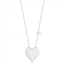 Briliantový náhrdelník ze stříbra 925 - dvě propletená srdce, kulatý diamant