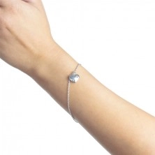 Stříbrný náramek 925 - vypouklé srdce, hvězda Polárka s diamantem