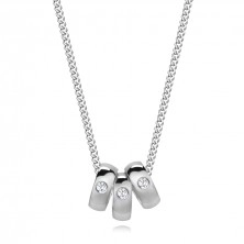 Diamantový náhrdelník ze stříbra 925 - tři prsteny s čirými brilianty