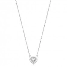 Stříbrný náhrdelník 925 - motiv srdce, řada čirých diamantů