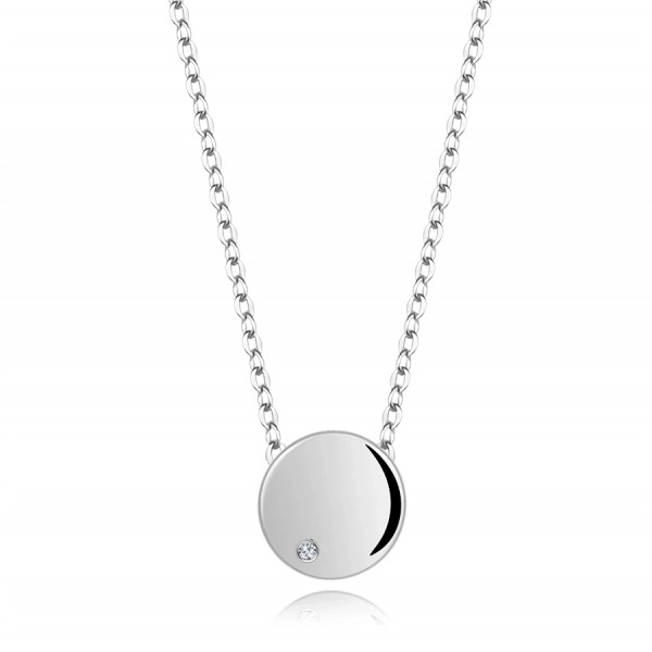 Náhrdelník ze stříbra 925 - plochý lesklý kruh s čirým diamantem