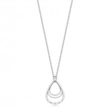 Briliantový náhrdelník ze stříbra 925 - trojitý obrys slzy, kulaté brilianty