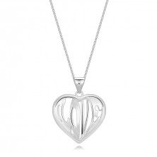 Náhrdelník ze stříbra 925 - vypouklé srdce s nápisem LOVE