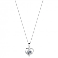 Náhrdelník ze stříbra 925 - obrys srdce s kubickými zirkony, uprostřed výraznější kubické zirkony