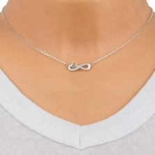 Stříbrný 925 náhrdelník - Symbol nekonečna s konturou srdce, čiré zirkony