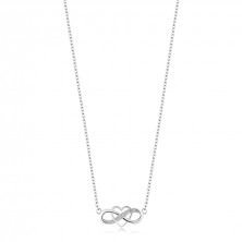 Stříbrný náhrdelník 925 - symbol nekonečna, tenký obrys srdce, čiré zirkony