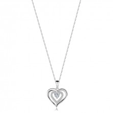 Náhrdelník ze stříbra 925 - trojité srdce, zirkon ve tvaru srdce, kulaté zirkonky