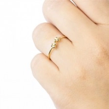 Nastavitelný prsten ze žlutého 9K zlata - hladké kuličky, tenká ramena