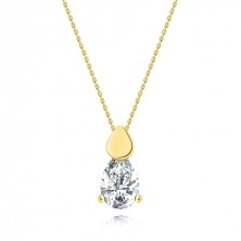 Zlatý náhrdelník ze 14karátového zlata, žluté zlato - lesklý masiv a čirá zirkonová slza