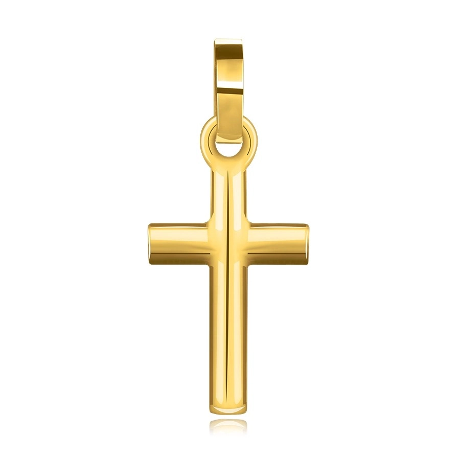 585 přívěsek ze žlutého zlata - náboženský motiv, lesklý latinský kříž
