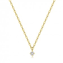 Diamantový náhrdelník ze žlutého zlata 585 - kulatý briliant v kotlíku