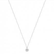 Náhrdelník z bílého 14karátového zlata - kruh, malé čiré diamanty, hladký okraj