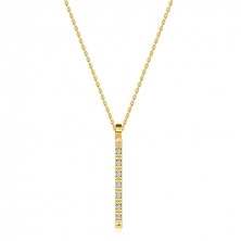 Diamantový náhrdelník ze žlutého 14K zlata - úzký pásek s kulatými diamanty