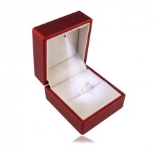 Dárková krabička LED na prsteny - matná červená, čtvercová