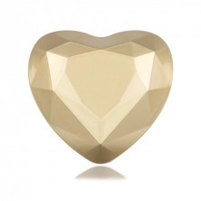 Dárková krabička na šperky, LED světlo - srdce, lesklá zlatá barva, černý polštářek