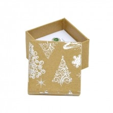 Dárková krabička na šperky - vánoční stromky a hvězdy stříbrné barvy