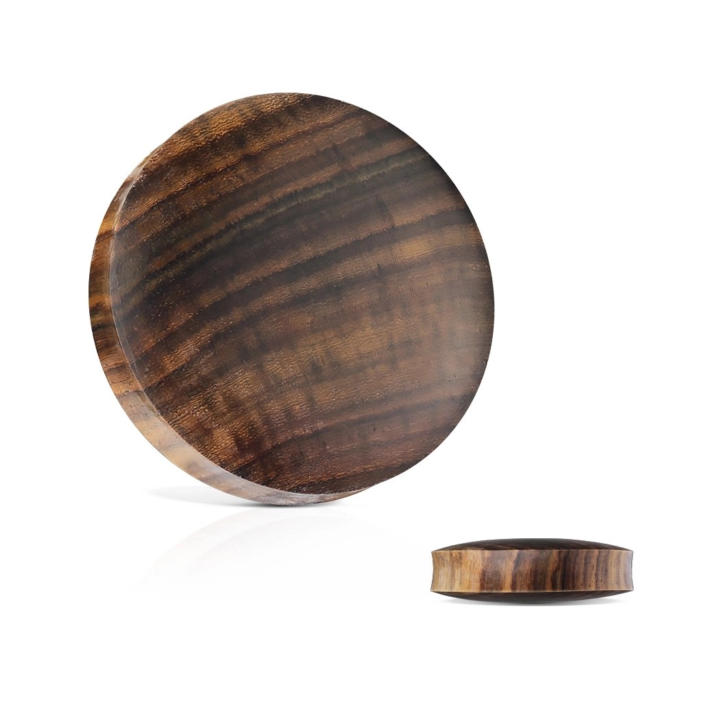 Dřevěný plug do uší - sono wood, přírodní hnědočerný vzor, různé velikosti - Tloušťka piercingu: 16 mm
