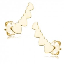 Zlaté náušnice ze žlutého zlata 585 - plochá linie srdce, oblouk, puzetky