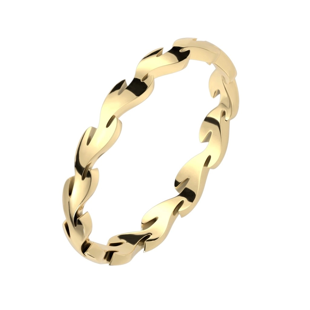 Prsten z oceli 316L ve zlaté barvě - větvička s vavřínovými listy - Velikost: 57