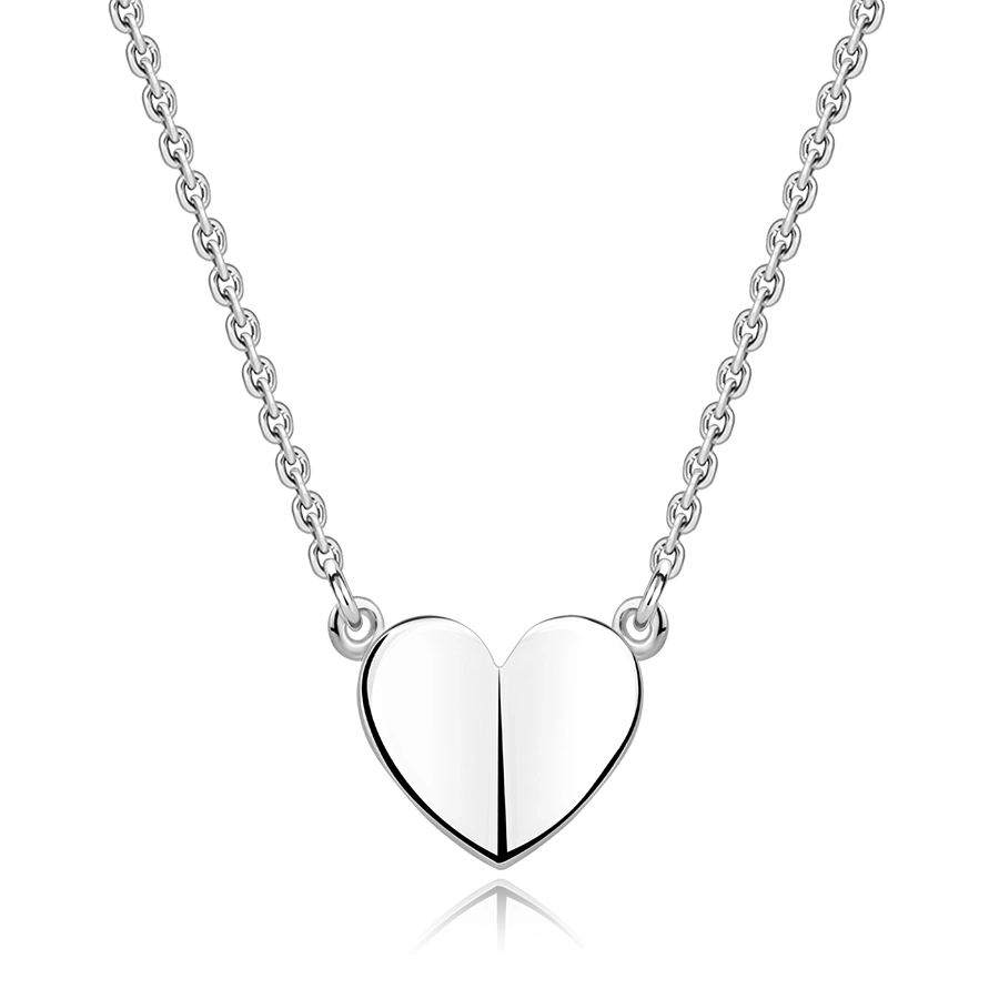 Stříbrný náhrdelník 925 - hladké srdce s vyvýšenými polovinami