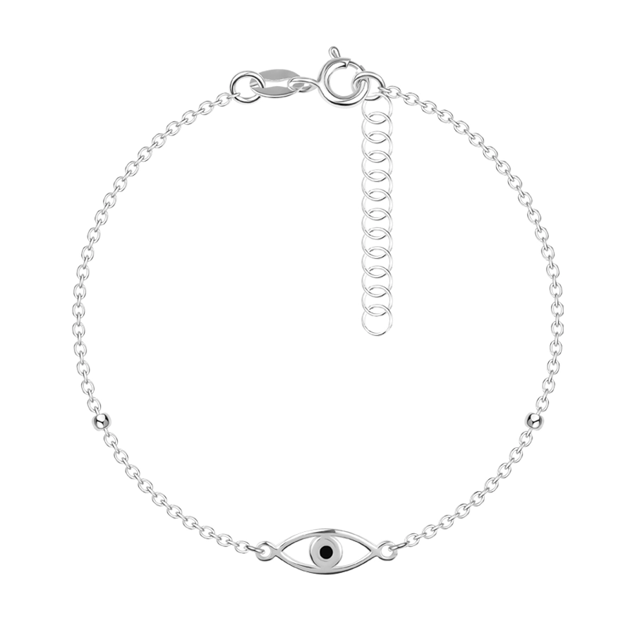 Náramek ze stříbra 925 - Horovo oko s černým středem, korálky