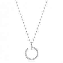 Stříbrný náhrdelník 925 - kulatý hřebík zdobený čirými zirkony