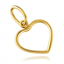 Přívěsek ze žlutého zlata 585 - symetrický obrys srdce, hladký povrch