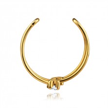 Piercing do ucha ze žlutého 14karátového zlata - otevřený kruh s čirými zirkony