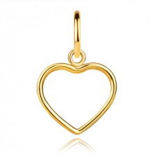 Přívěsek ze žlutého zlata 375 - symetrický obrys srdce, hladký povrch