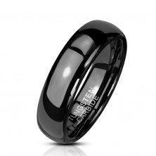 Černý prsten z wolframu - hladká ramena s kovovými odlesky, 8 mm