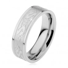 Ocelový prsten - motiv drak 