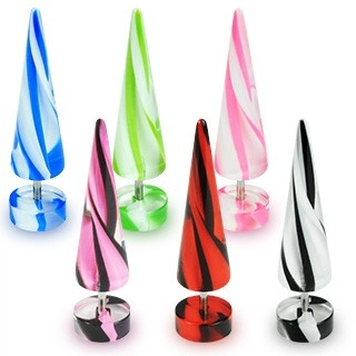 Falešný expander - dvoubarevné pásky - Barva piercing: Růžová - Bílá