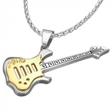 Ocelový přívěsek - tvar kytara, zlato-stříbrná barva