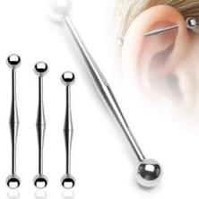 Piercing do ucha s rozšíreným středem a kuličkovým zakončením