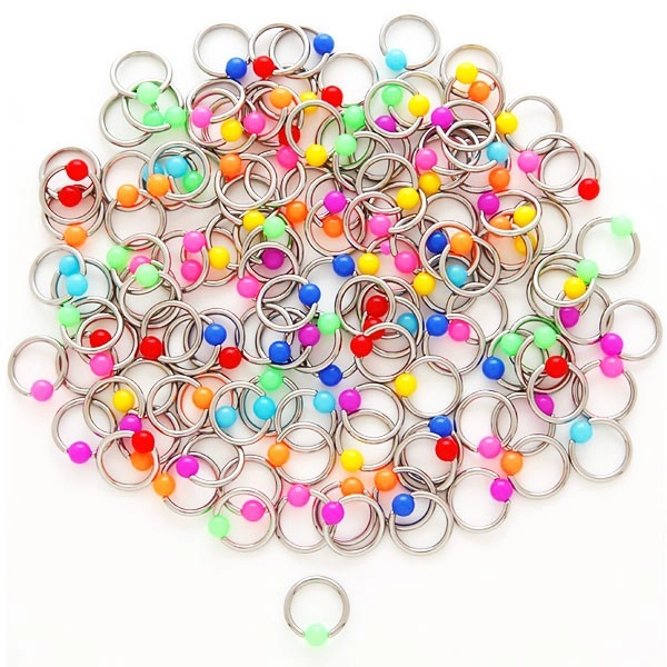 Piercing kroužek s kuličkami - Barva piercing: Modrá