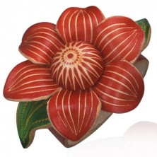 Kožený náramek - květ révy, červený